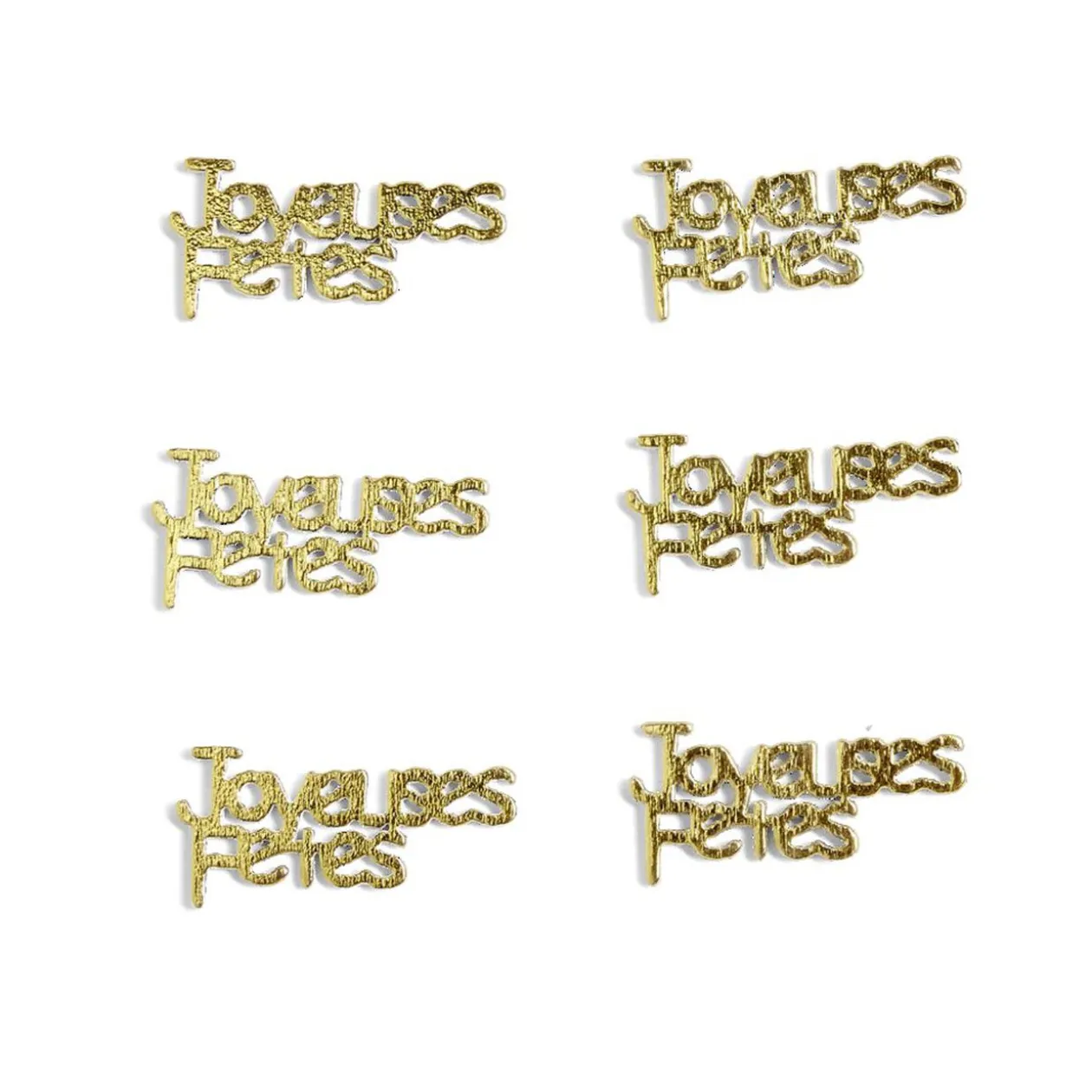 Décoration de table Noël x6 en bois forme "Joyeuses Fêtes" dorée 8x11cm