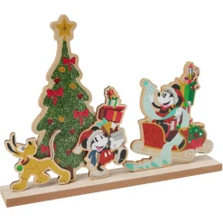 Décoration Disney à poser Mickey à Noël bois 34x5xH25cm
