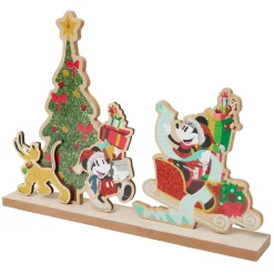 Décoration Disney à poser Mickey à Noël bois 34x5xH25cm