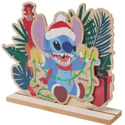 Décoration Disney à poser Stitch Noël bois L23xH19,5cm