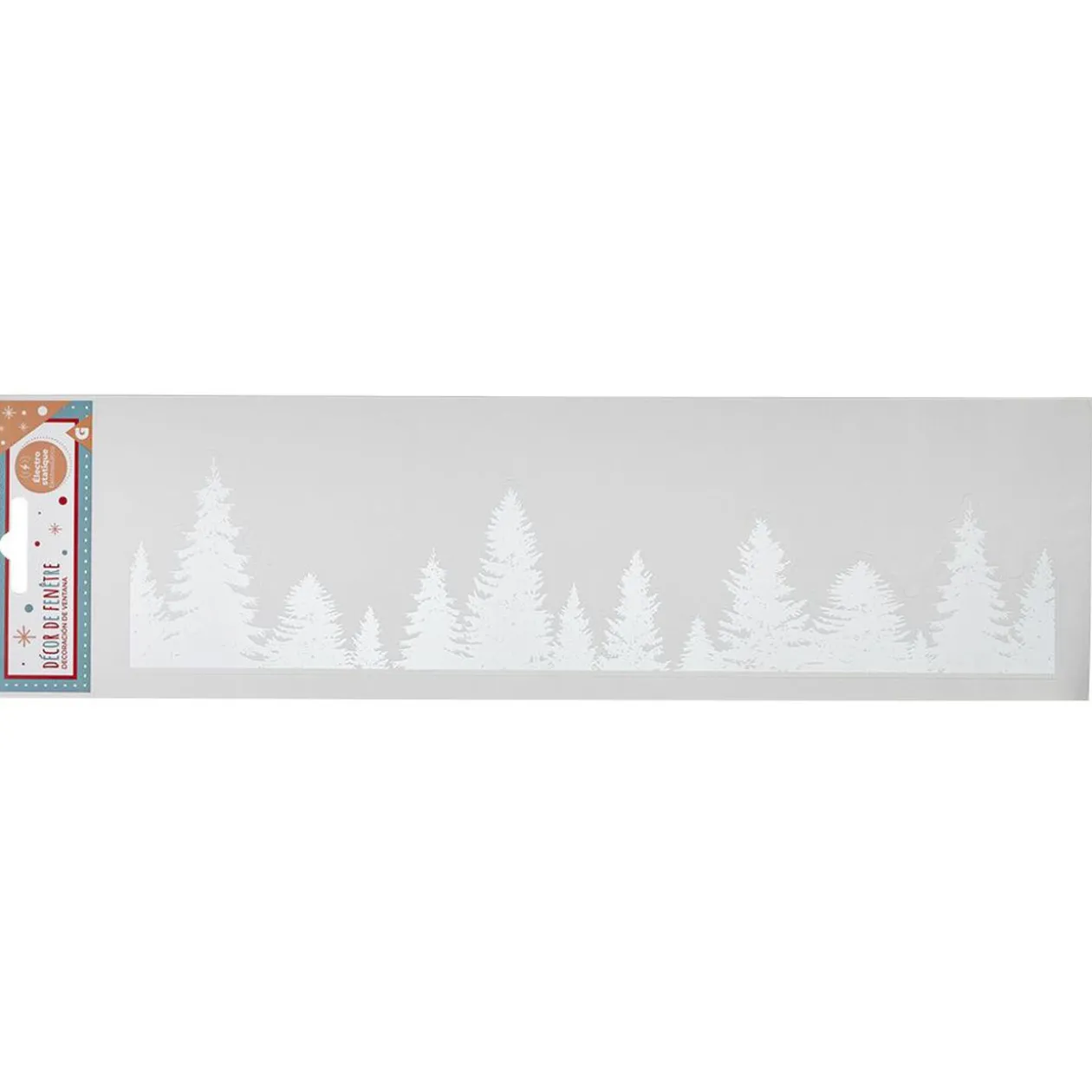 Décoration fenêtre électrostatique forêt de sapins blancs L36 x l11 cm