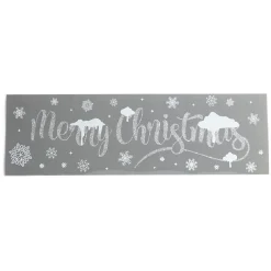 Décoration fenêtre électrostatique Merry Christmas argenté