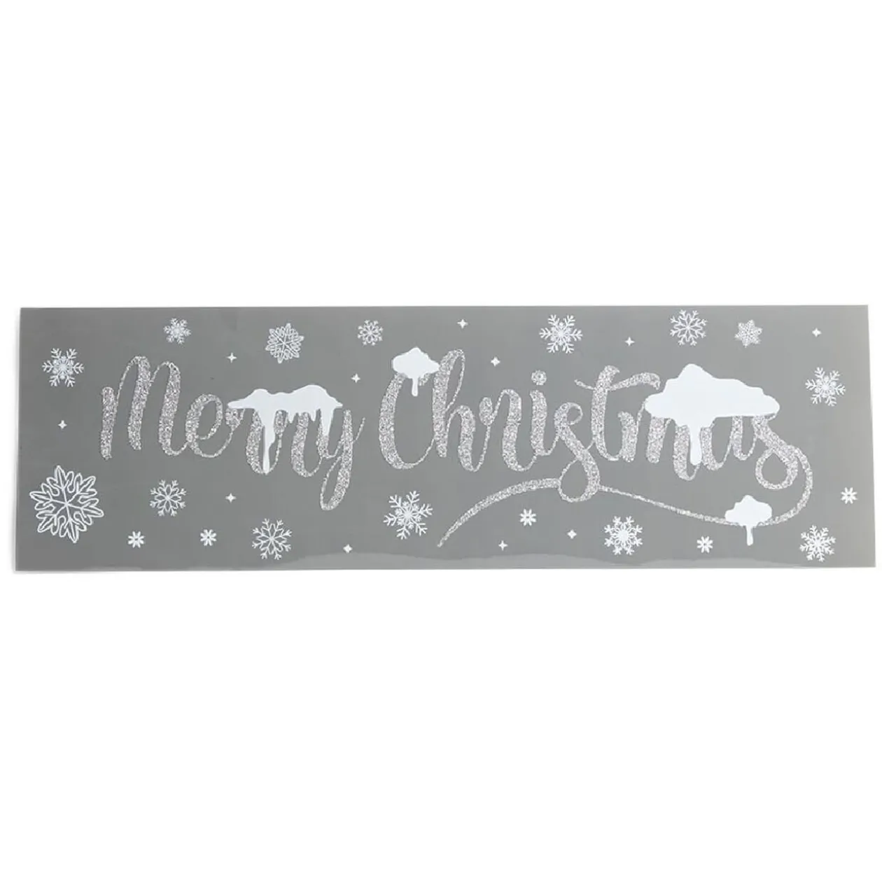 Décoration fenêtre électrostatique Merry Christmas argenté