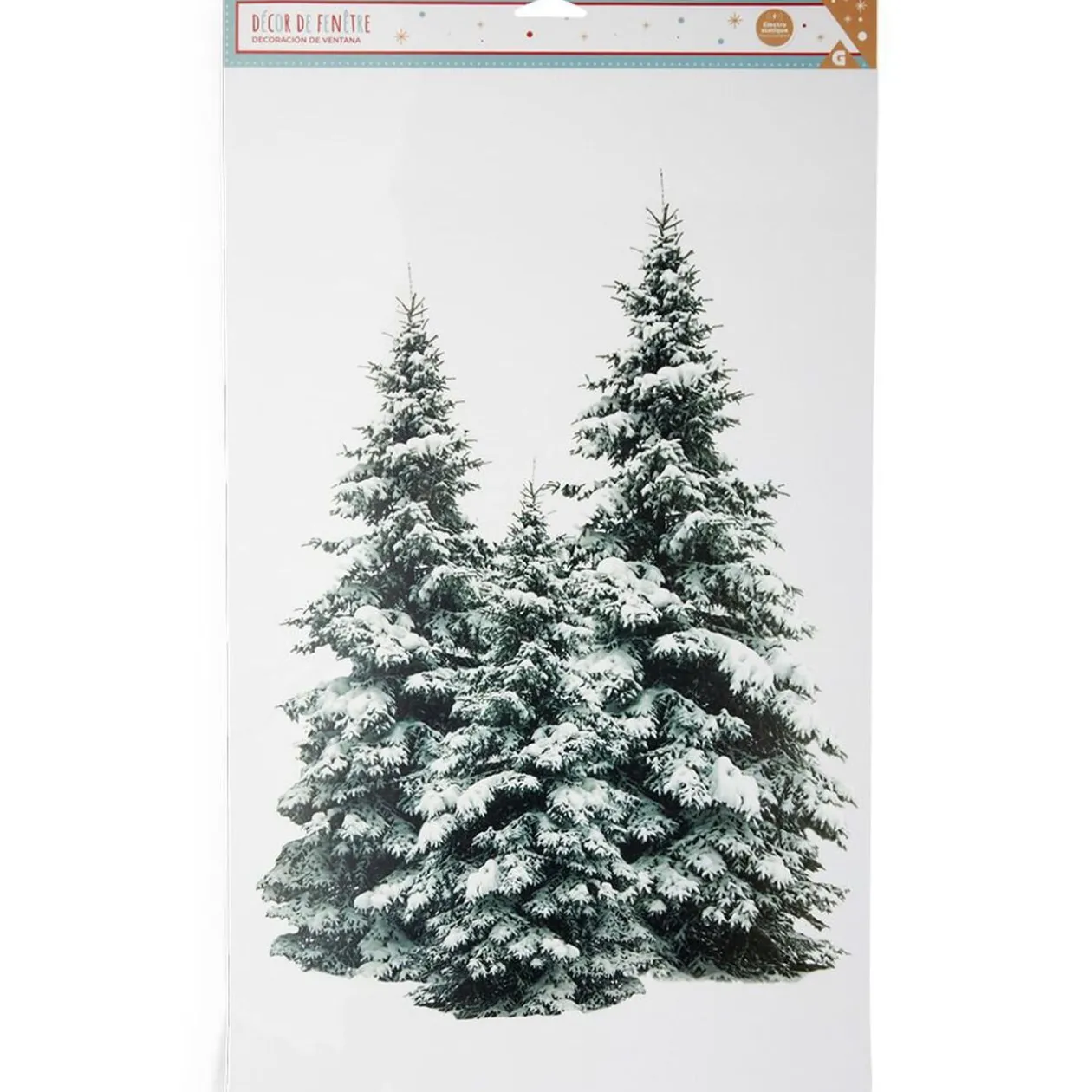 Décoration fenêtre Noël électrostatique sapin enneigé