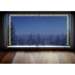 Décoration fenêtre Noël électrostatique frise de houx 120x20cm