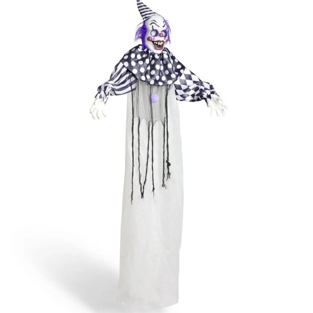 Décoration Halloween clown suspendu sonore et animé H180cm