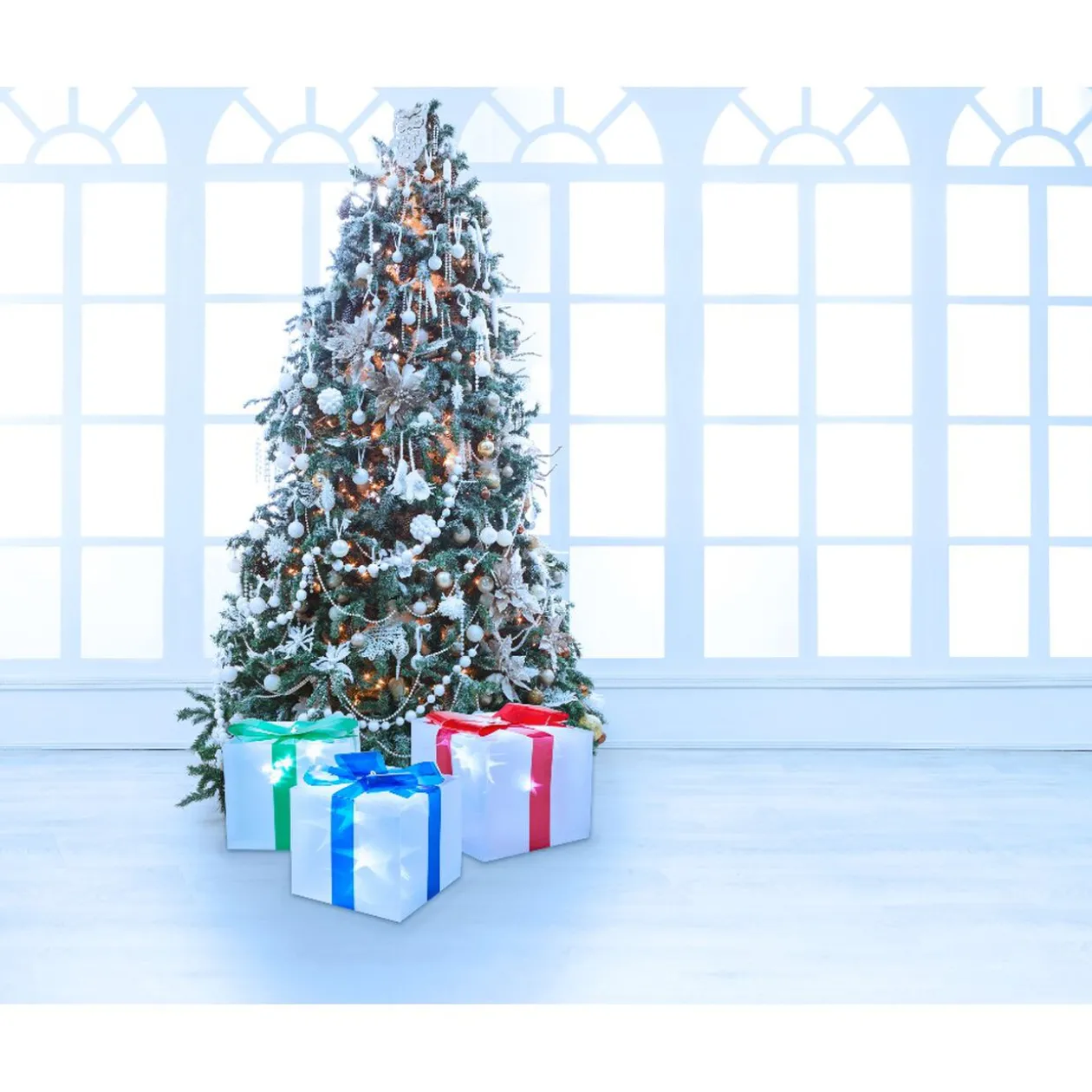 Décoration électrique en forme de cadeau 36 LED Ø18 cm x3