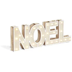 Décoration lumineuse à poser lettres Noël bois