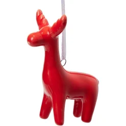 Décoration lumineuse Père Noël cerf sapin porcelaine rouge et blanc x4