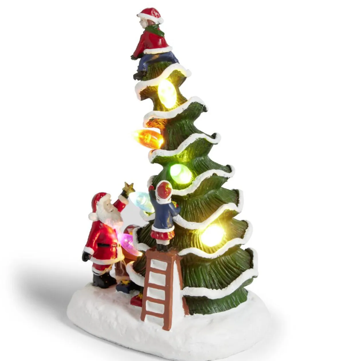 Décoration lumineuse sapin 6LED à piles H17cm