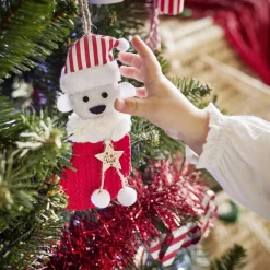 Décoration "Mon 1er Noël" à suspendre en bois chiffre 1 rouge H10cm