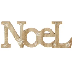 Décoration Mot "Noël" à poser mdf motif flocon blanc