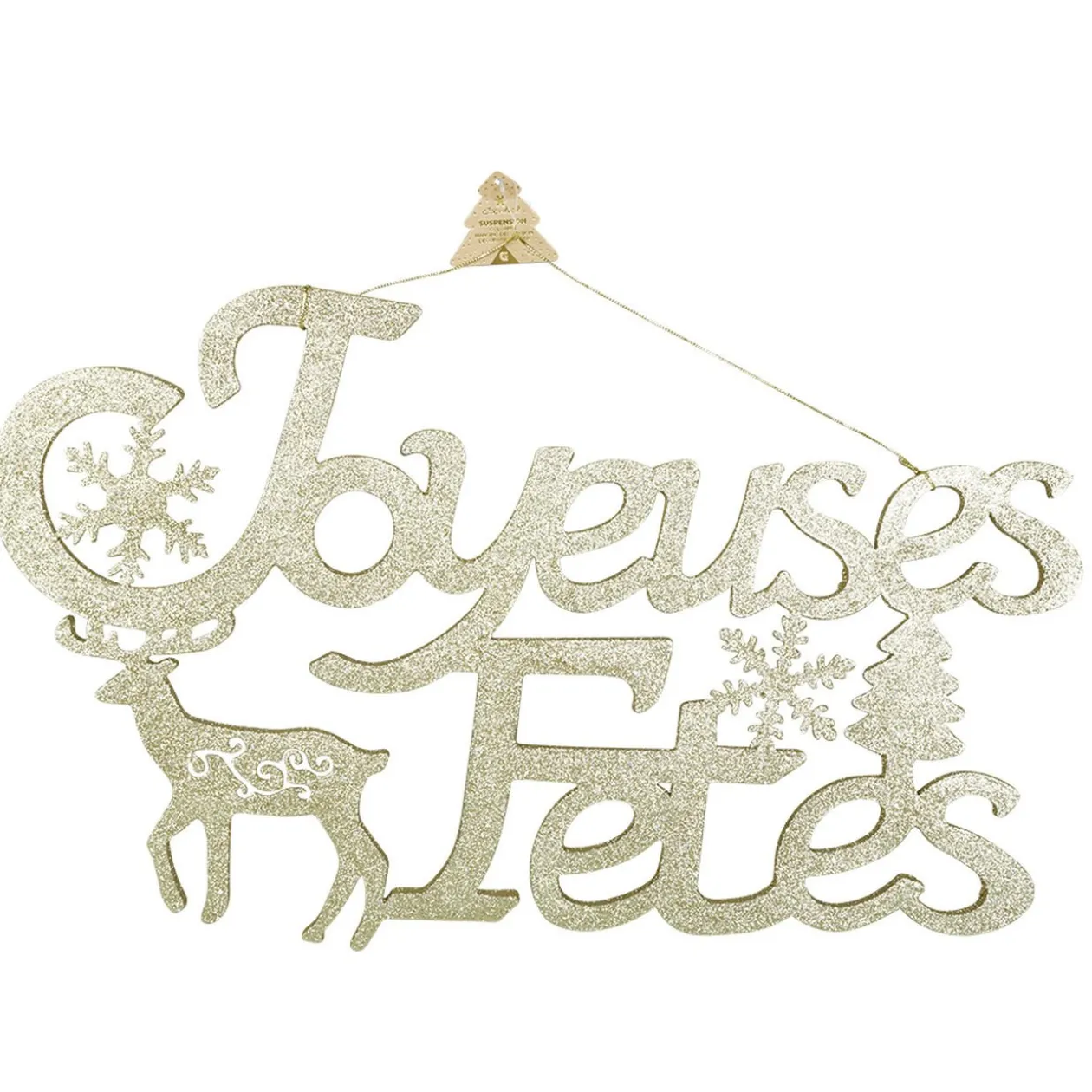 Décoration murale Joyeuses Fêtes pailleté doré