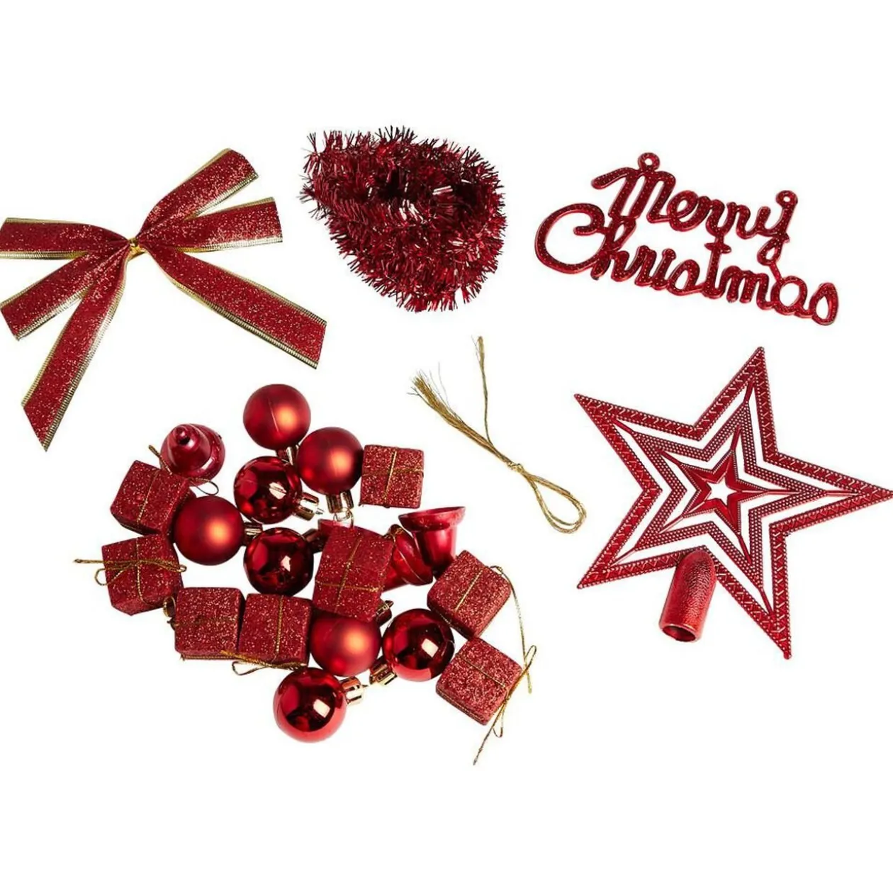 Décoration Noël paillette x24 - argenté/doré/rouge