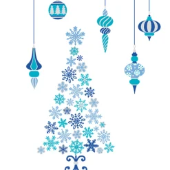 Décoration Noël pour vitre design sapin et boules