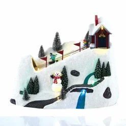 Décoration Piste de ski lumineuse animée musicale 9 LED multicolore