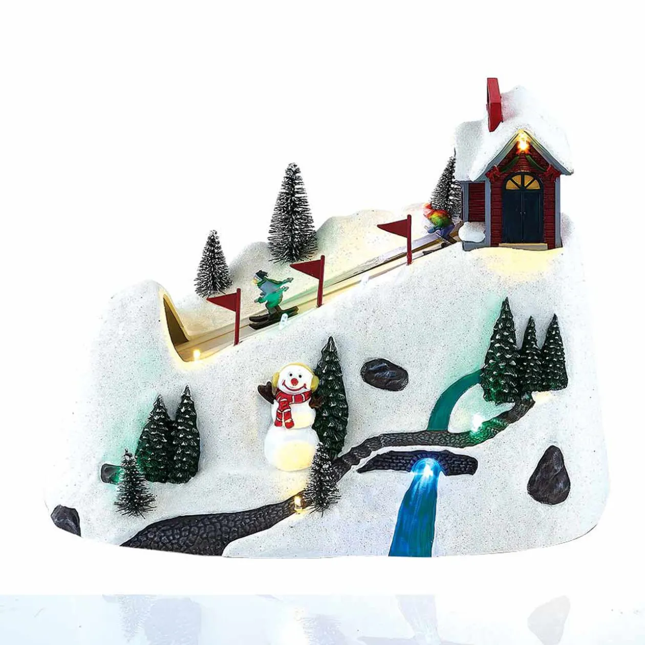 Décoration Piste de ski lumineuse animée musicale 9 LED multicolore