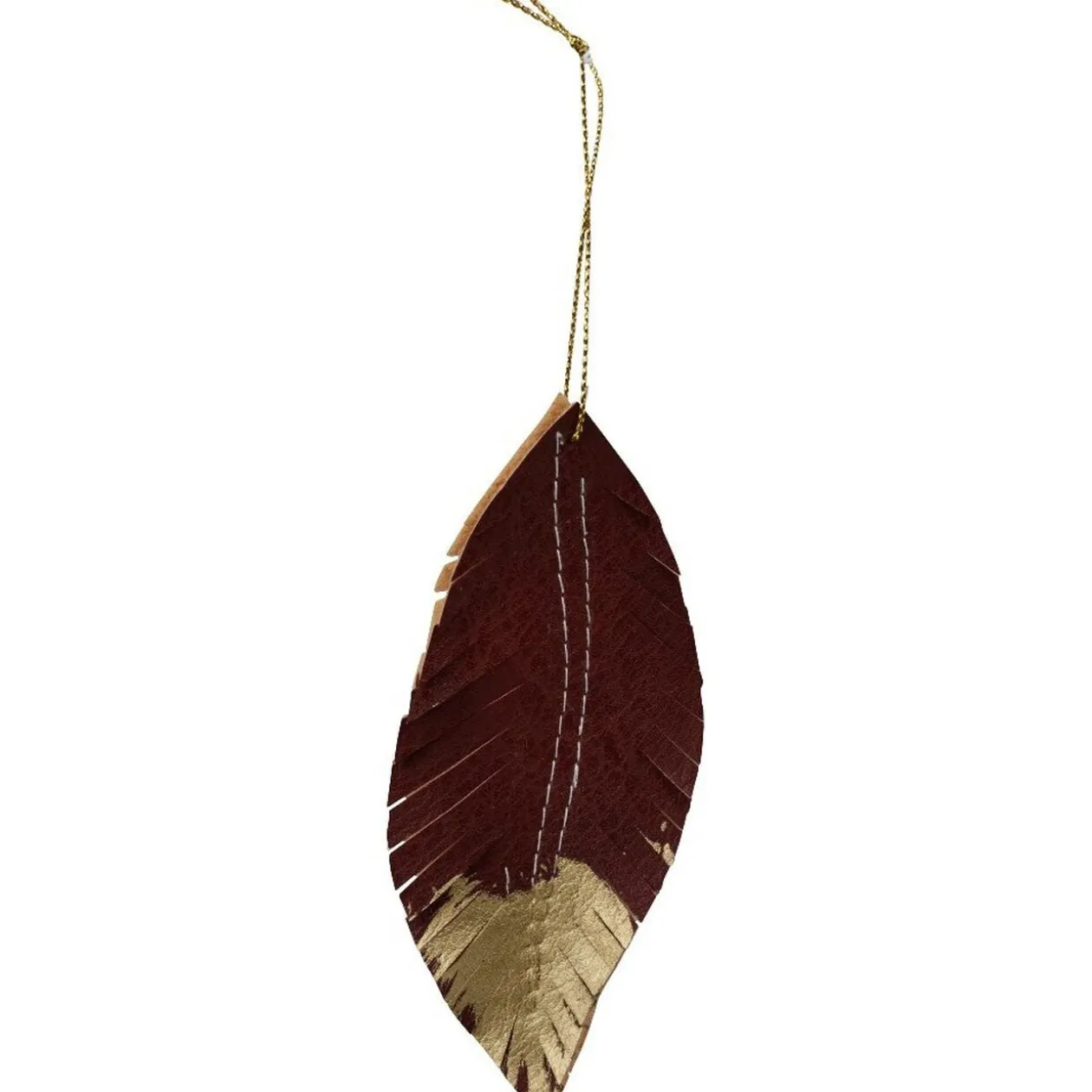 Décoration plume à bout doré à suspendre