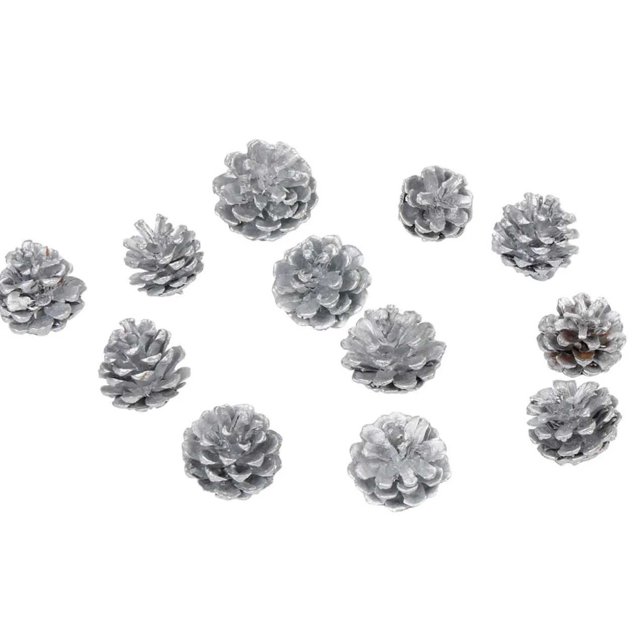 Décoration Pomme de pin argent à poser x 12