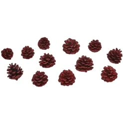 Décoration Pomme de pin rouge à poser x 12
