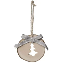 Décoration rondin en bois à motif à suspendre Ø 7 cm