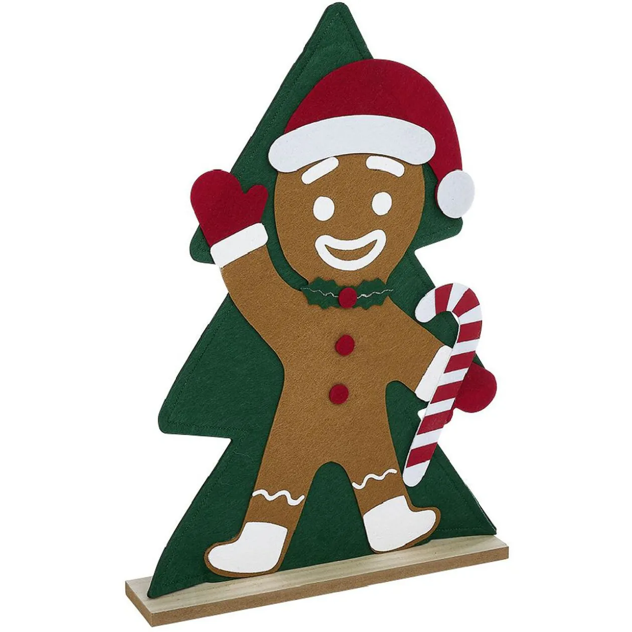 Décoration sapin en bois avec pain d'épice ou gnome H50cm