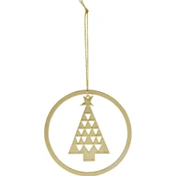 Décoration sapin en métal doré à suspendre