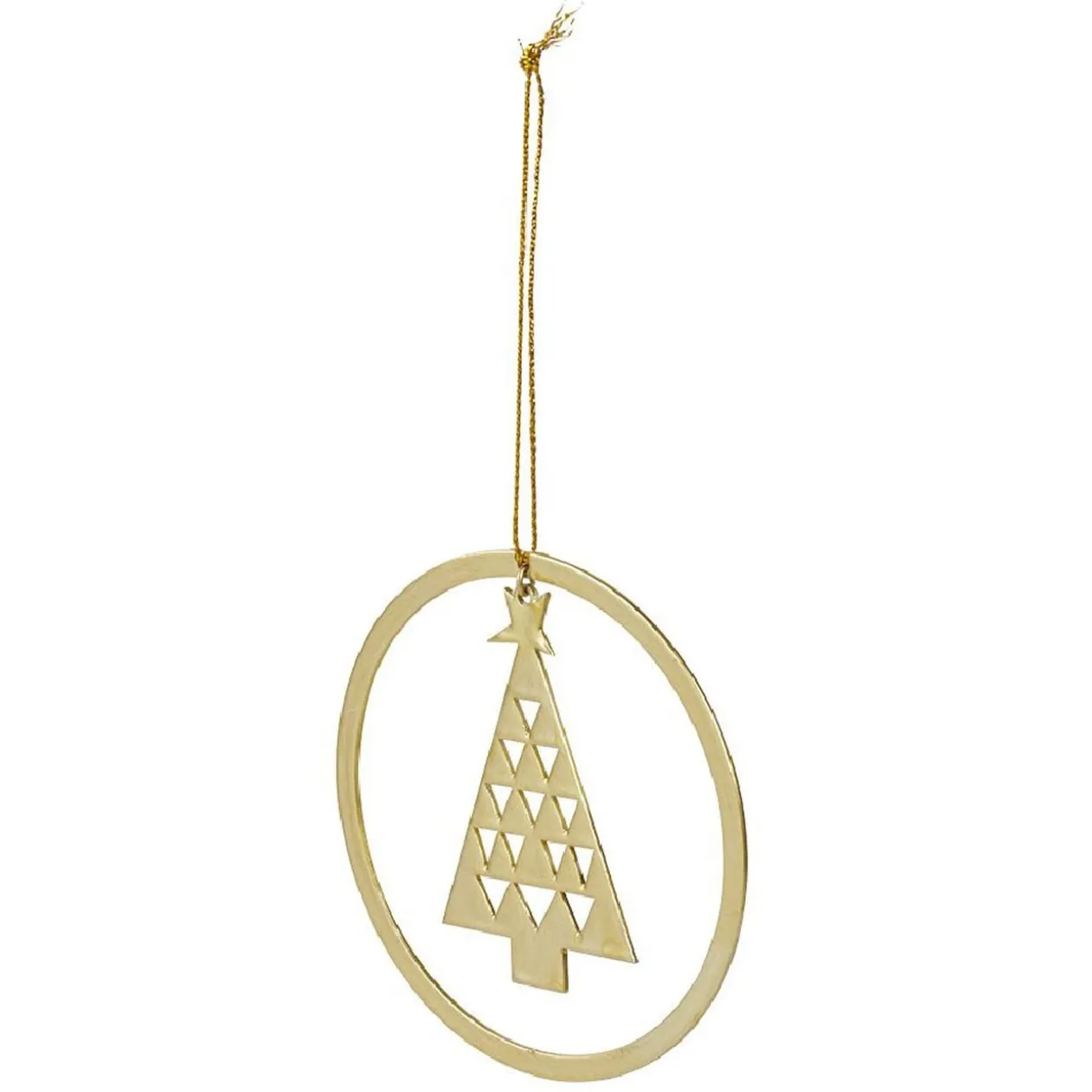 Décoration sapin en métal doré à suspendre