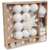 Décoration sapin Noël blanc et argenté x40