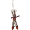 Décoration ski à suspendre rouge beige naturel