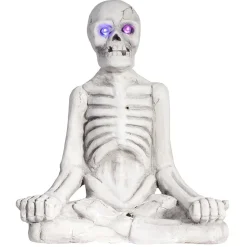 Décoration squelette assis Halloween gris