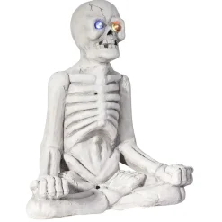 Décoration squelette assis Halloween gris
