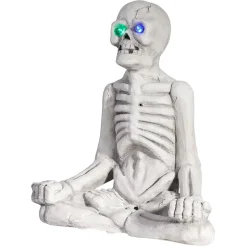Décoration squelette assis Halloween gris