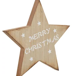 Décoration étoile Noël en bois à poser Merry Christmas