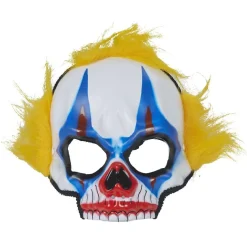 Demi masque clown Halloween avec cheveux