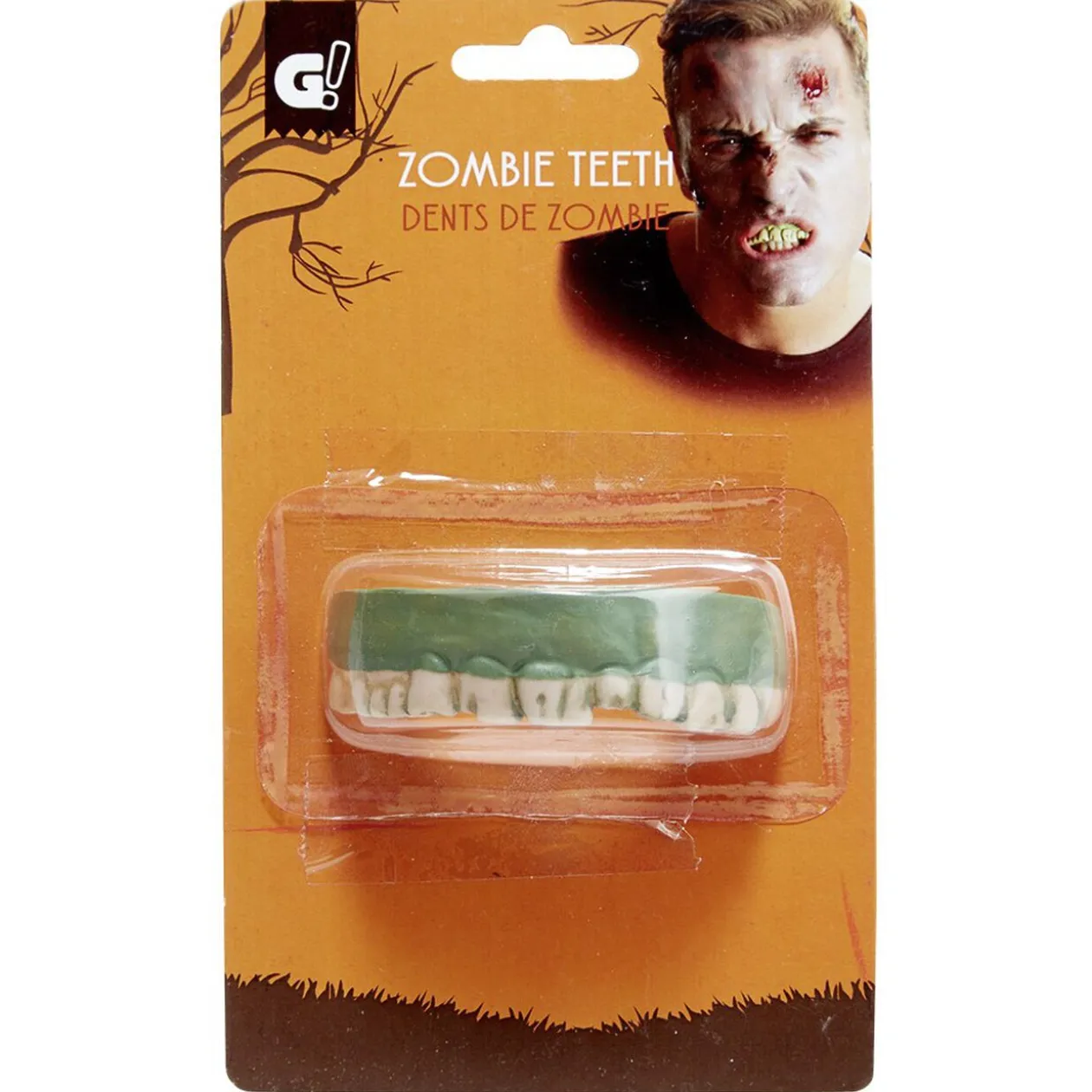 Dentier zombie vert et blanc