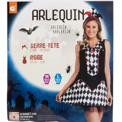 Déguisement adulte femme arlequin avec serre-tête Taille L
