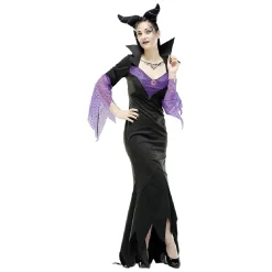 Déguisement adulte Halloween reine maléfique noir violet taille L