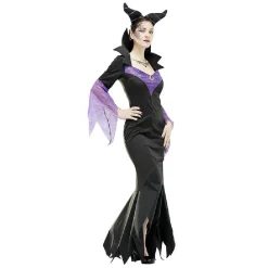 Déguisement adulte Halloween reine maléfique noir violet taille S