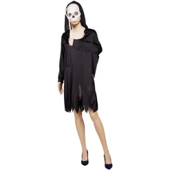 Déguisement adulte Halloween squelette robe et masque à tenir Taille M