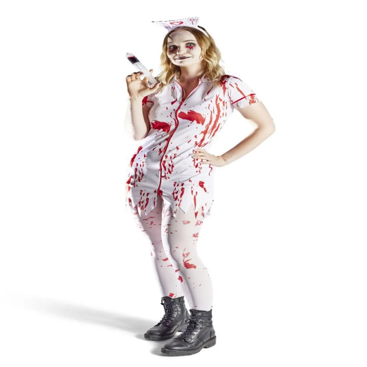 Déguisement adulte Halloween infirmière zombie sanglant Taille S