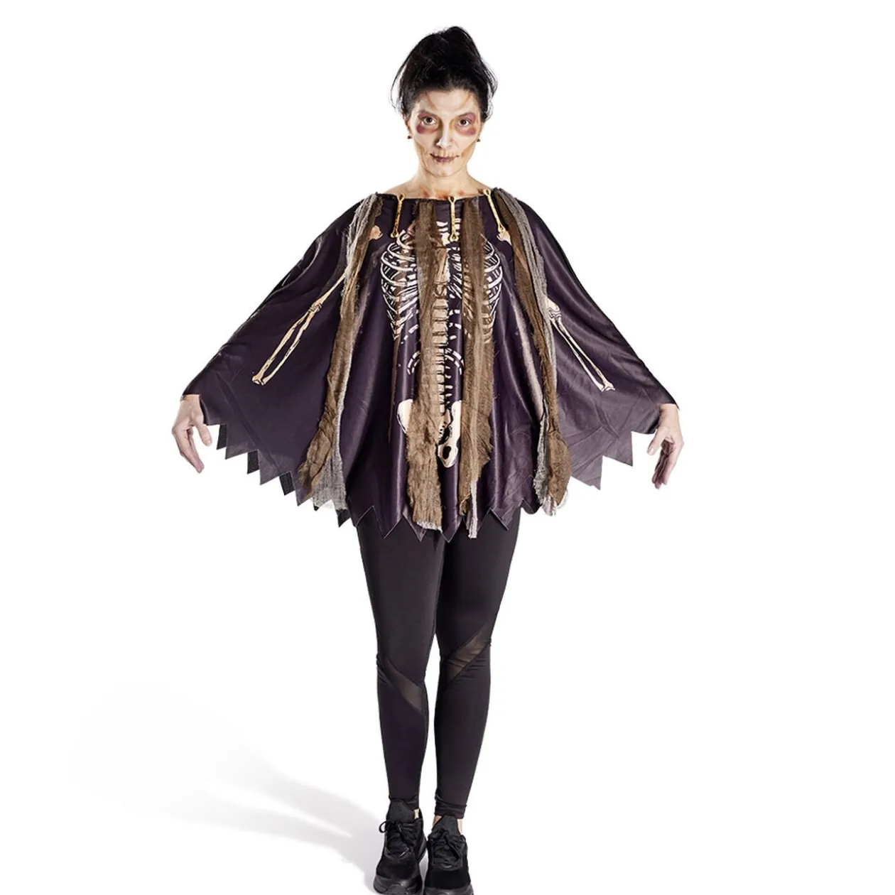 Déguisement adulte Halloween squelette poncho - Taille unique