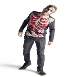 Déguisement adulte Halloween zombie trompe-l'oeil tshirt -Taille unique