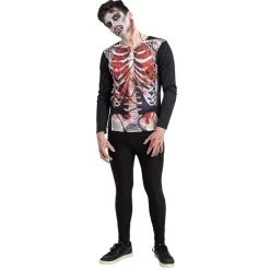 Déguisement adulte Halloween zombie trompe-l'oeil tshirt -Taille unique