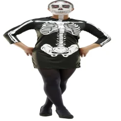 Déguisement adulte Halloween squelette tunique noir et blanc - Taille L