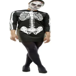 Déguisement adulte Halloween squelette tunique noir et blanc - Taille L