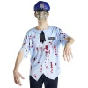 Déguisement adulte Halloween policier tshirt et masque - Taille S