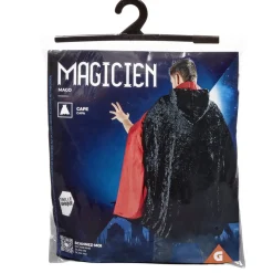 Déguisement adulte magicien cape noir et rouge - Taille unique