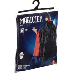 Déguisement adulte magicien cape noir et rouge - Taille unique
