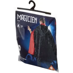Déguisement adulte magicien cape noir et rouge - Taille unique